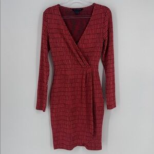 French Connection Women's Linear Jaquard Long Sleeve Wrap Dress, Size 2